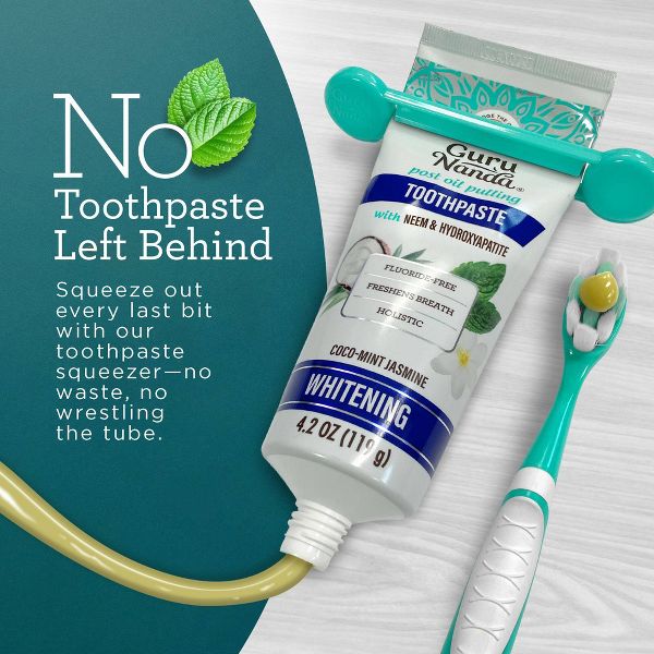 GuruNanda Fluoride-Free Coconut Oil,Neem, Mint and Jasmine Whitening Toothpaste with Hydroxyapatite - 4.2oz