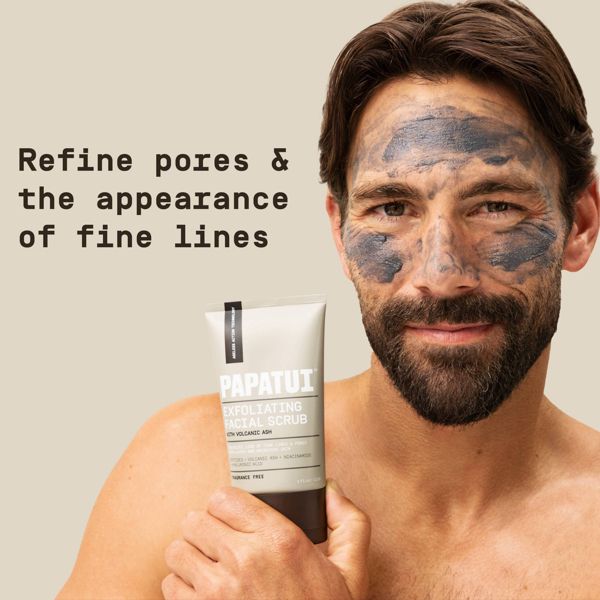 Papatui Paraben-Free Men's Ageless Action Niacinamide and Hyaluronic Acid Face Exfoliating Scrub - Unscented - 4oz