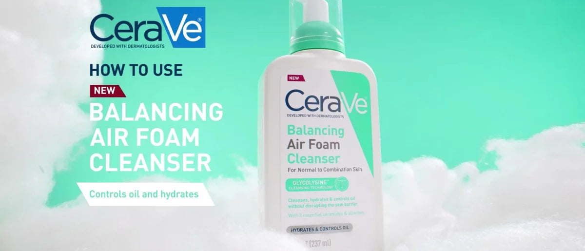 CeraVe Balancing Air Foam Facial Cleanser Wash Helps With Oil Control and Skin Hydration- 8 fl oz