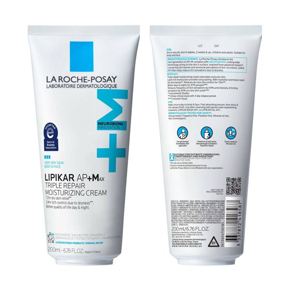 La Roche Posay Lipikar AP+M Triple Repair Body Moisturizing Cream Body and Face Moisturizer for Dry Skin with Shea Butter and Glycerin - 13.5 fl oz