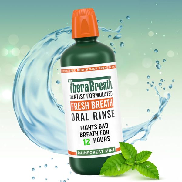 TheraBreath Fresh Breath Mouthwash Alcohol-Free - Rainforest Mint - 16 fl oz