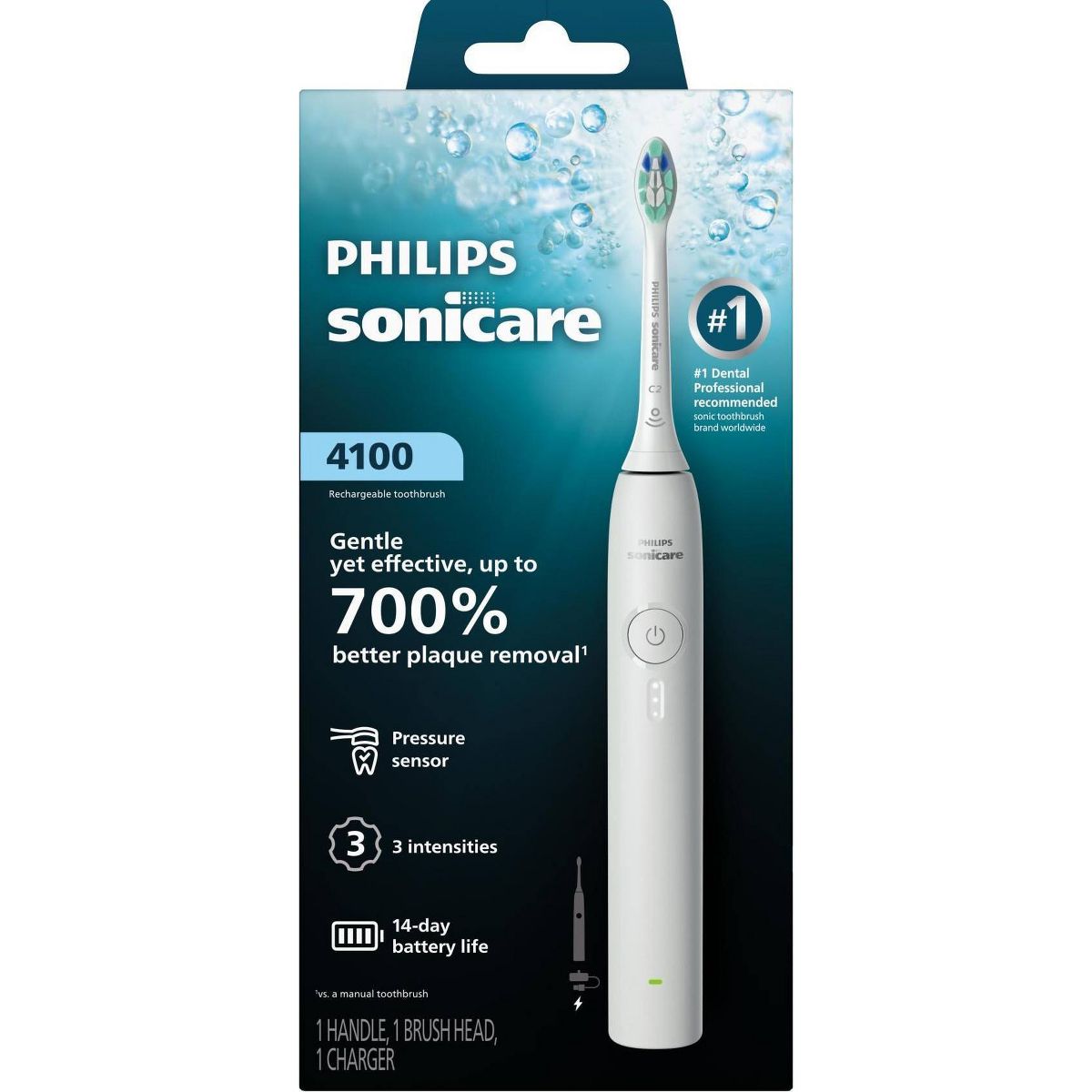 Philips Sonicare 4100 Rechargeable Electric Toothbrush with Brush Head - White