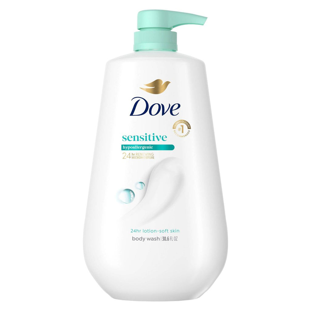 Dove Beauty Sensitive Skin Body Wash Pump Gentle Hypoallergenic Formula 24hr Lotion-Soft Skin - 30.6 fl oz