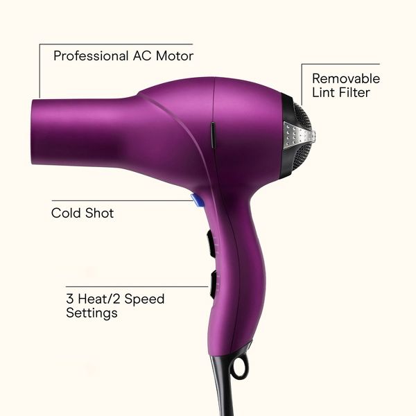 INFINITI PRO CONAIR Magenta Quick Styling Salon Hair Dryer - AC Motor, 1875 Watts