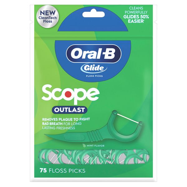 Oral-B Glide Mint Dental Floss Picks with Long Lasting Scope Flavor - 150 Picks