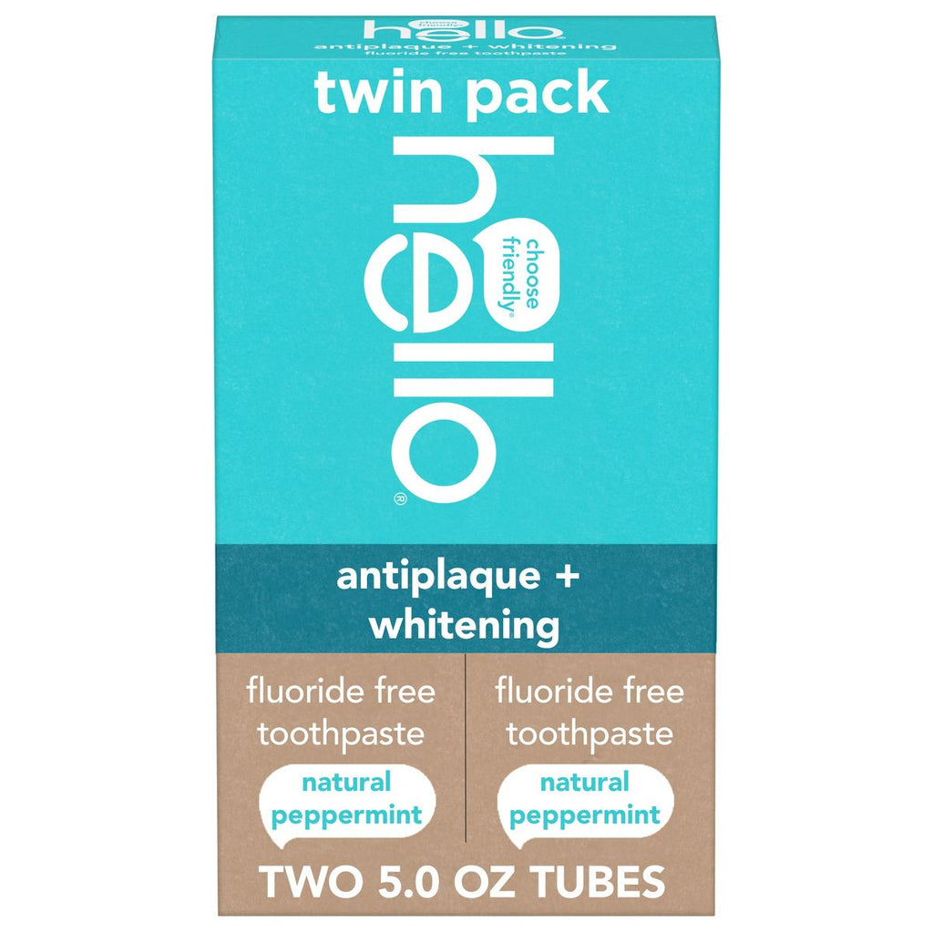 hello Antiplaque and Whitening Fluoride Free Toothpaste - Natural Peppermint - 5oz/2pk