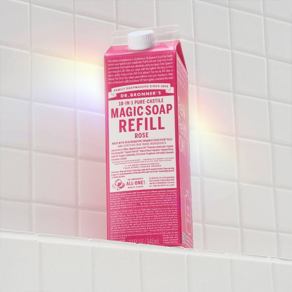 Dr. Bronner's Pure Castile Liquid Soap Bodywash Refill Carton - Rose - 32 fl oz