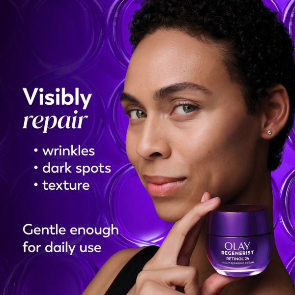 Olay Regenerist Retinol 24 + Peptide Night Face Moisturizer Fragrance-Free - Trial Size - 0.5oz