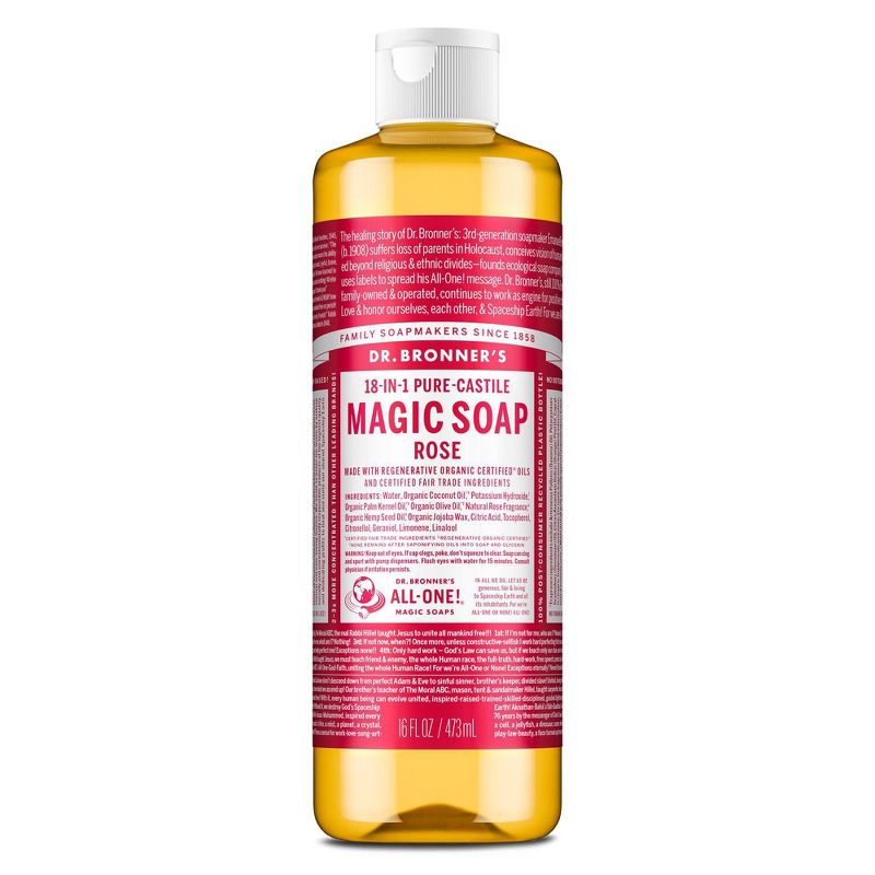 Dr. Bronner's Magic Pure Castile Liquid Soap Bodywash - Rose - 16 fl oz