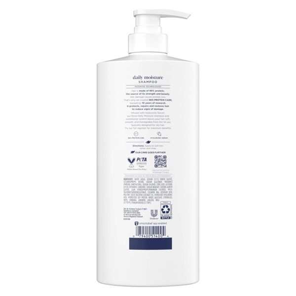 Dove Beauty Daily Moisture Hair Shampoo Pump with Hyaluronic Serum & Bio-Protein Care - 28 fl oz