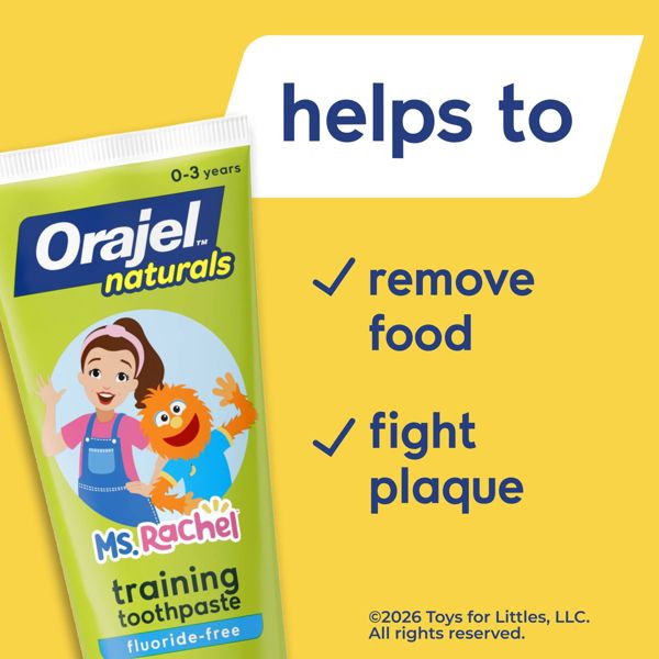 Orajel Naturals Kids' Ms.Rachel Fluoride-Free Training Toothpaste - Natural Watermelon - 3.5oz