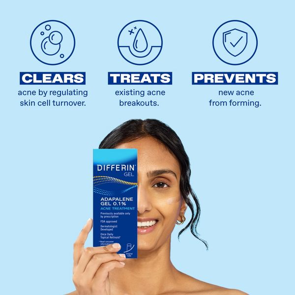 Differin Retinoid Adapalene Gel 0.1% Acne Treatment for Face and Body - 45g/1.6oz