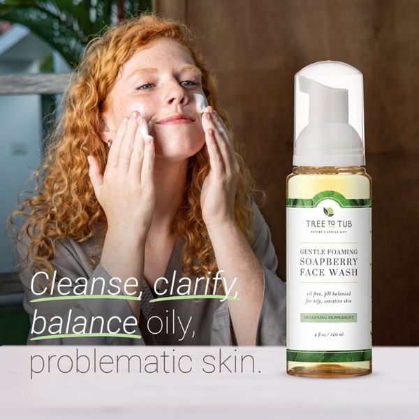 Tree To Tub Sensitive Skin Face Wash for Oily Combination Skin - Gentle Tea Tree Face Cleanser for Women & Men, All Natural Peppermint Facial Cleanser