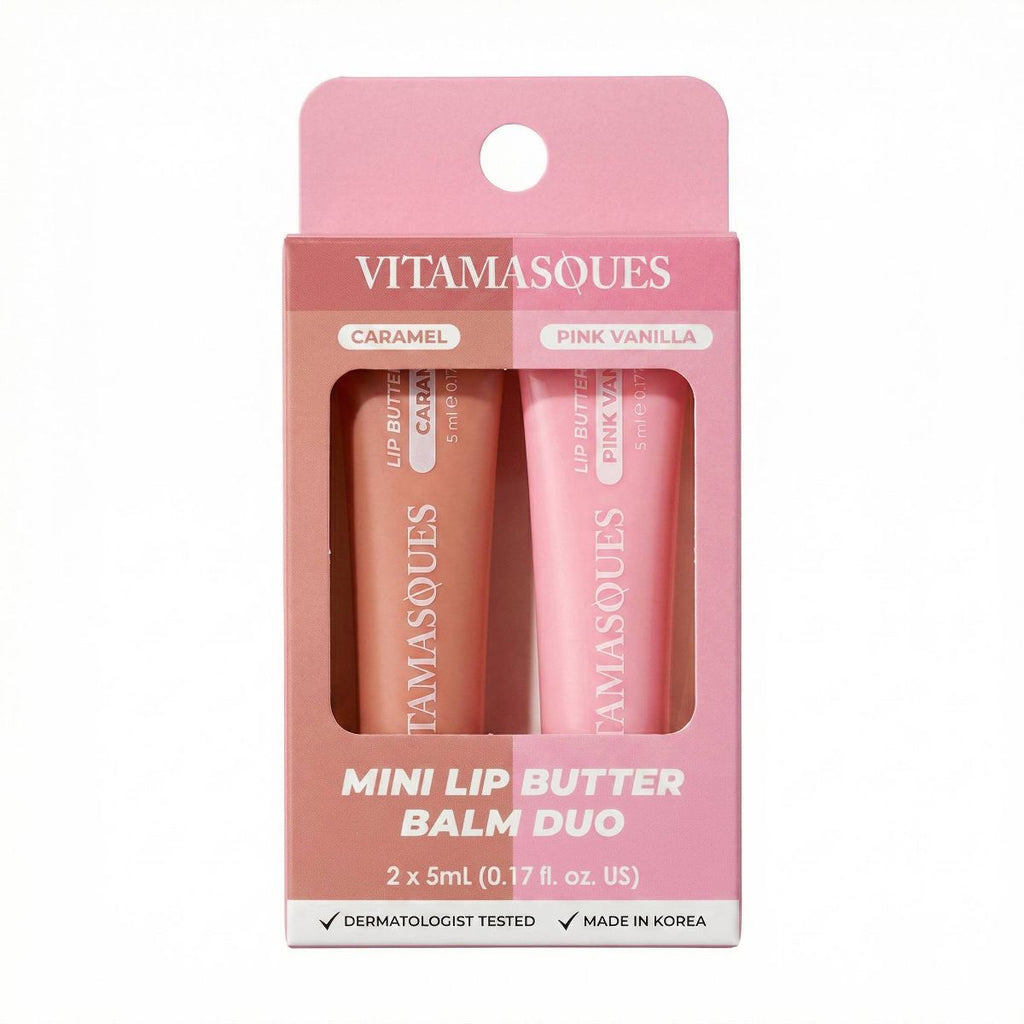 Vitamasques Lip Butter Balm Plump & Repair Mini Duo - Caramel + Pink Vanilla - 0.33 fl oz