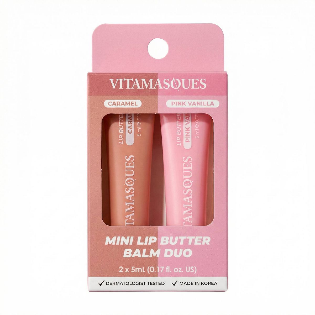 Vitamasques Lip Butter Balm Plump & Repair Mini Duo - Caramel + Pink Vanilla - 0.33 fl oz
