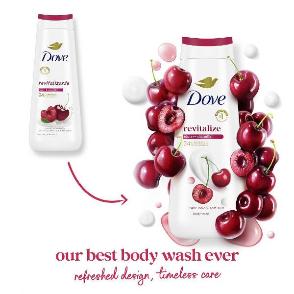 Dove Revitalize Body Wash - Cherry & Chia Milk 24hr Lotion-Soft Skin - 20 fl oz