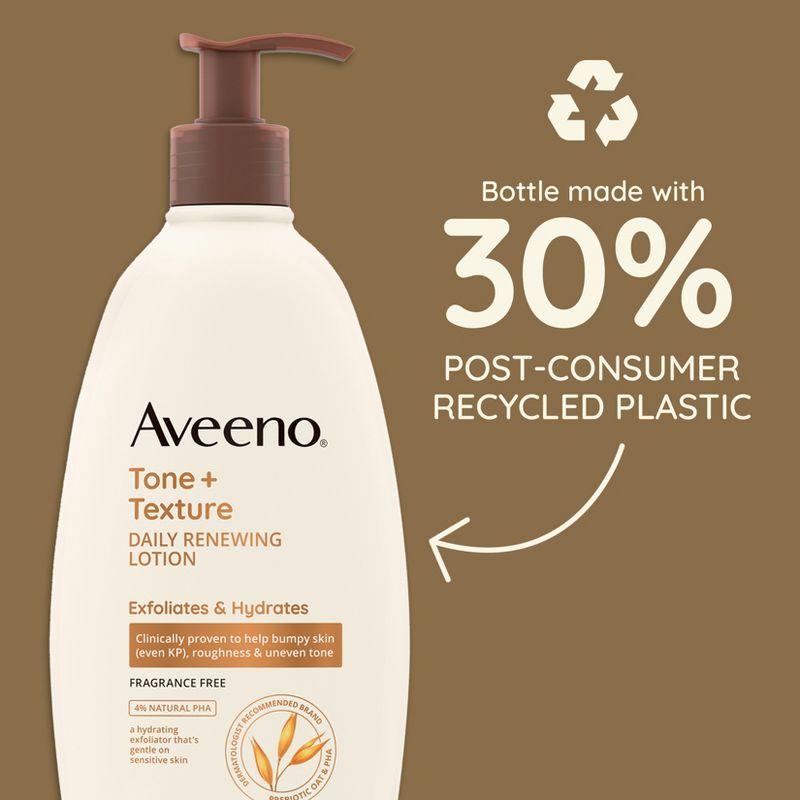 Aveeno Tone + Texture Daily Renewing Body Lotion, Fragrance-Free, 18 oz