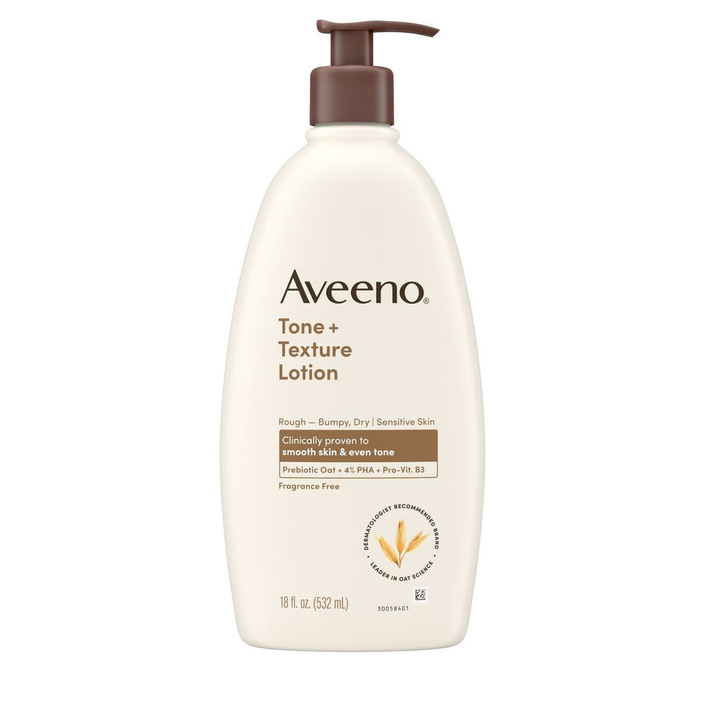 Aveeno Tone + Texture Daily Renewing Body Lotion, Fragrance-Free, 18 oz