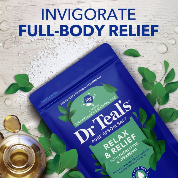 Dr Teal's Epsom Salt Magnesium Soak - Relax & Relief with Eucalyptus & Spearmint - 3lbs