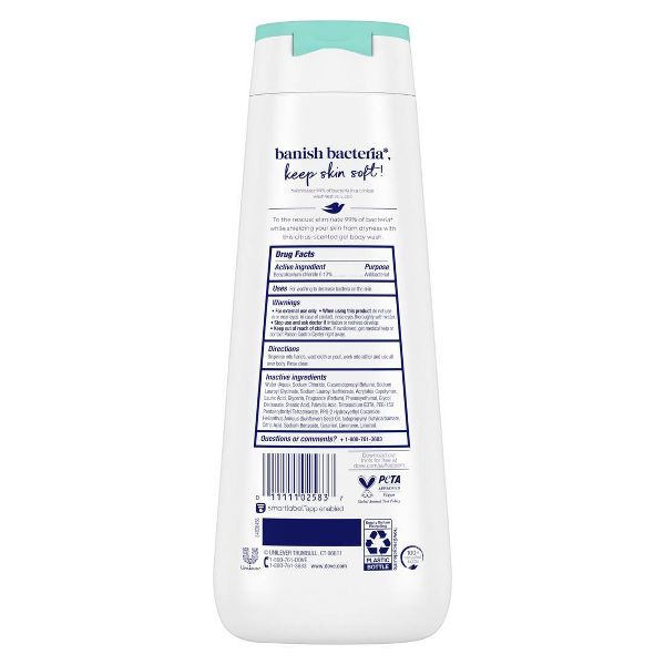 Dove Body Wash Antibacterial Care, Effectively Cleanses & Eliminates 99% of Bacteria - 20 fl oz