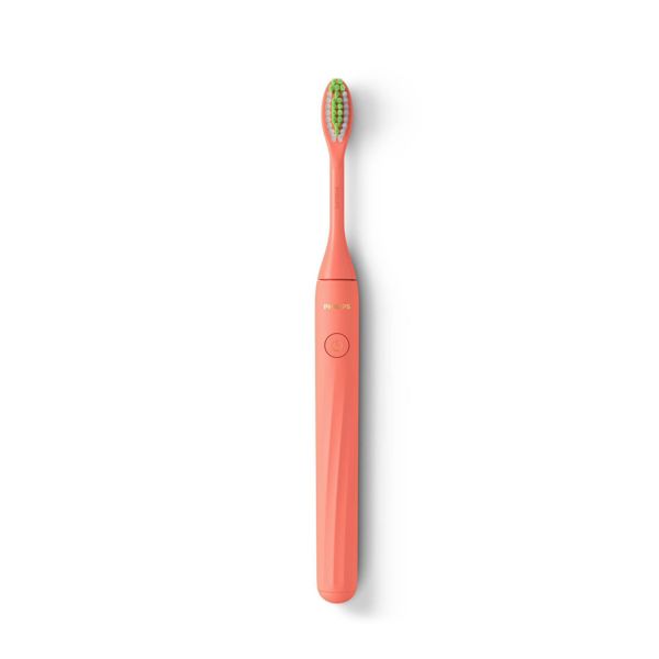 Philips One by Sonicare Battery Electric Toothbrush Model HY1100/01 with Travel Case and Brush Head - Coral