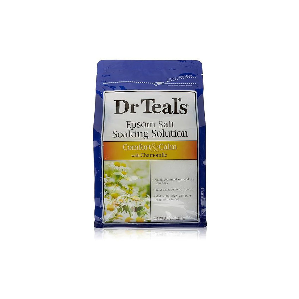Dr Teals Epsom Salt Soaking Solution Comfort and Calm Chamomile for Relaxation and Bath Use, 34 oz