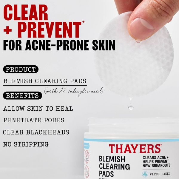 Thayers Natural Remedies Acne Clearing Toner Pads with Salicylic Acid - 60ct