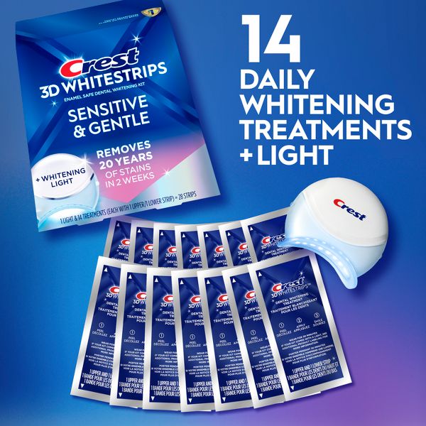 Crest 3DWhitestrips Sensitive + LED Light At-Home Teeth Whitening Kit - 14 Treatments