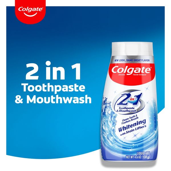 Colgate 2-in-1 Anticavity Fluoride Gel Toothpaste and Mouthwash - 4.6oz