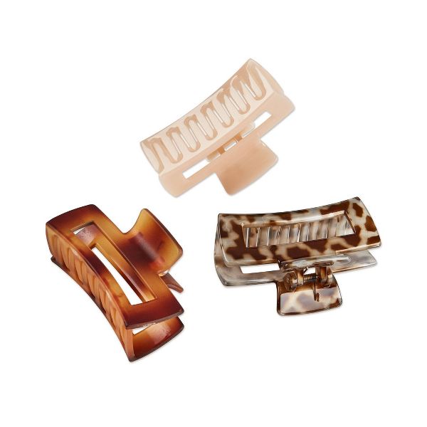 scünci Medium Sized Rectangle Claw Clips - All Hair - 3pcs