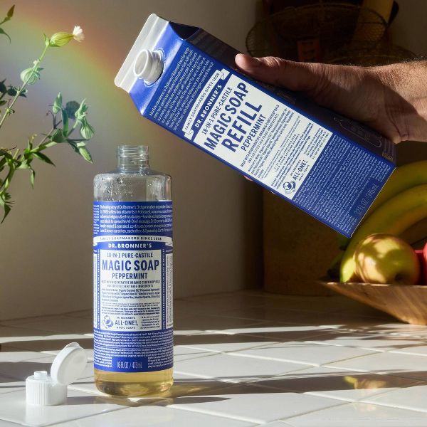 Dr. Bronner's Pure Castile Liquid Soap Bodywash Refill Carton - Peppermint - 32 fl oz