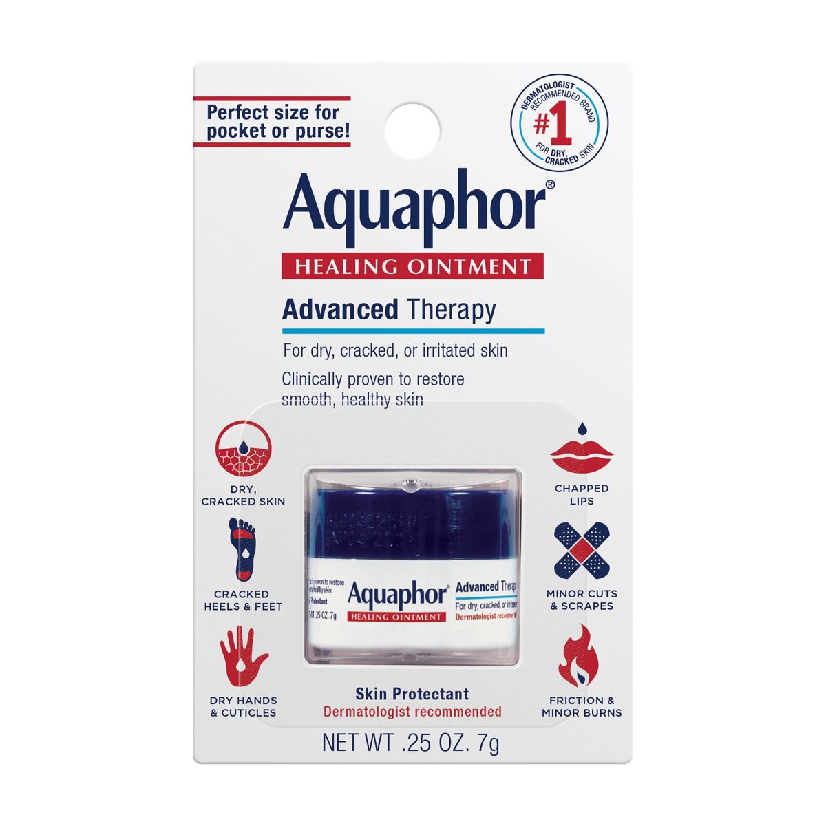 Aquaphor Healing Ointment Skin Protectant Advanced Therapy Moisturizer for Dry and Cracked Skin Unscented - .25oz