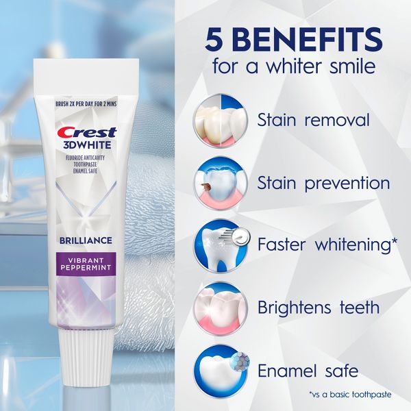 Crest 3D White Brilliance Vibrant Peppermint Teeth Whitening Toothpaste - 0.85oz