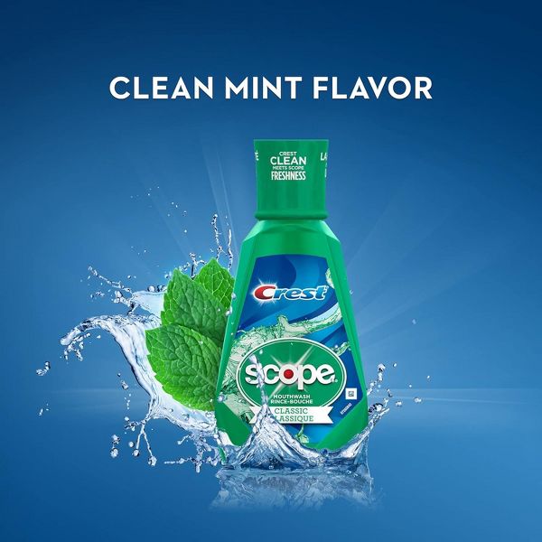 Crest Plus Scope Classic Mint Mouthwash for Fresh Breath and Oral Hygiene Care, 8.45 Oz
