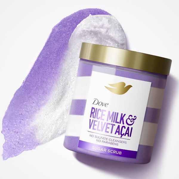 Dove Beauty Body Sugar Scrub - Rice Milk & Velvet Acai - 15oz