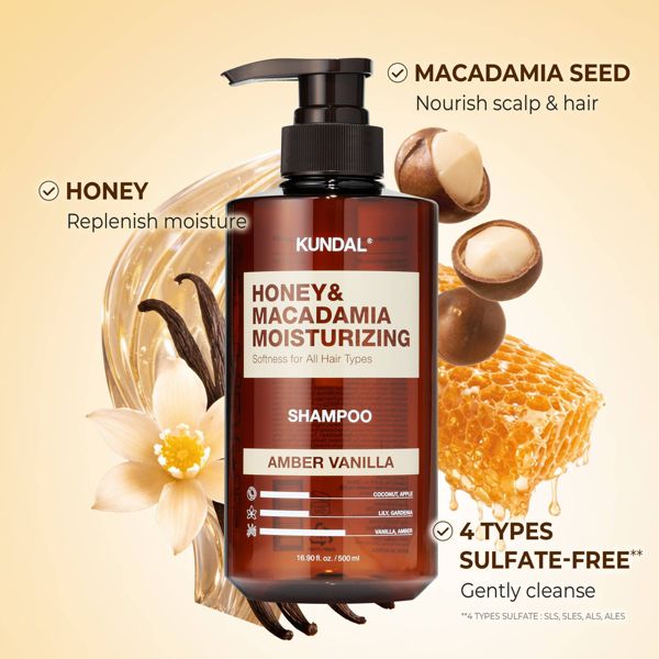 KUNDAL Honey & Macadamia Moisturizing Shampoo - Amber Vanilla - 16.90 fl oz