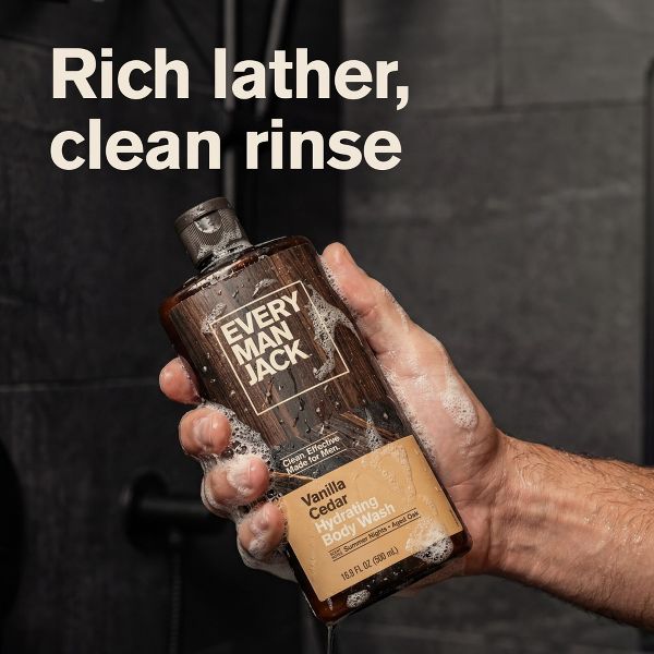 Every Man Jack Naturally Derived Men's Body Wash - Vanilla + Cedar - 16.9 fl oz