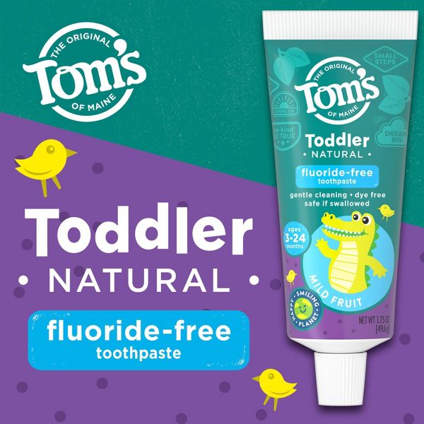 Tom's of Maine 1.75oz Fluoride-Free Mild Fruit Toddler Training Toothpaste + Colgate 2 Count My First Baby and Toddler Toothbrush