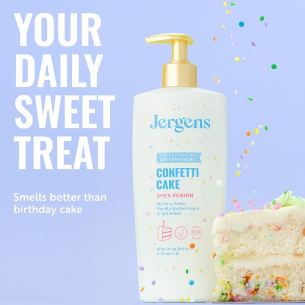 Jergens Shea Fusion Confetti Cake, Scented Body Lotion with Vitamin E - 14 fl oz