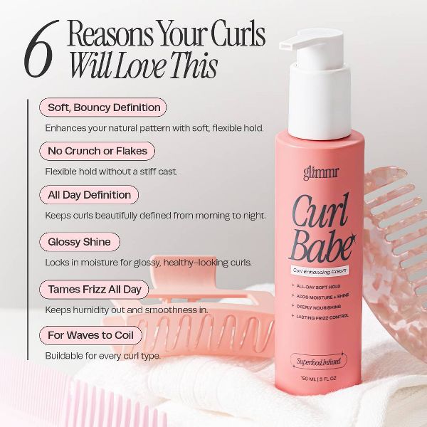 Glimmr Curl Babe Superfood Ceramide Curl Cream - 5 fl oz: Curl-Defining, Anti-Frizz, Lightweight