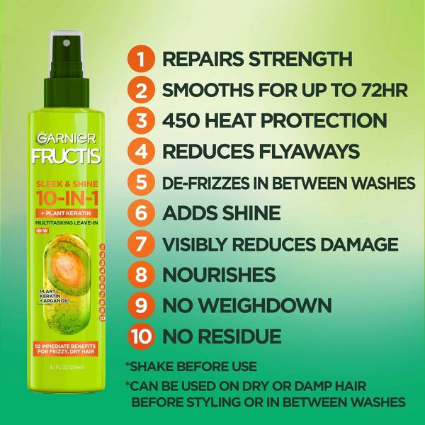 Garnier Fructis Sleek & Shine 10-in-1 Hair Spray for Frizzy & Dry Hair - 8.1 fl oz
