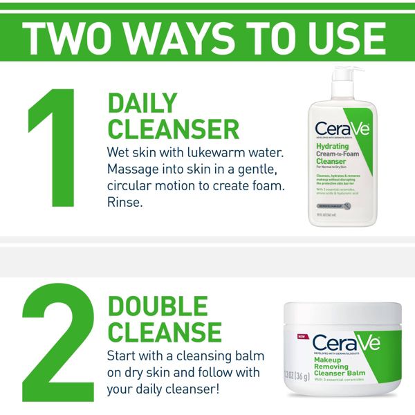 CeraVe Hydrating Cream-to-Foam Face Wash with Hyaluronic Acid for Normal to Dry Skin - 12 fl oz