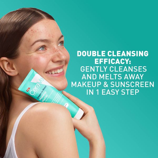 CeraVe Cream-to-Water Make Up Melter with Squalane & Ceramides Nourishing Cleansing Transforming Formula, Effortless Makeup Removal- 4 fl oz