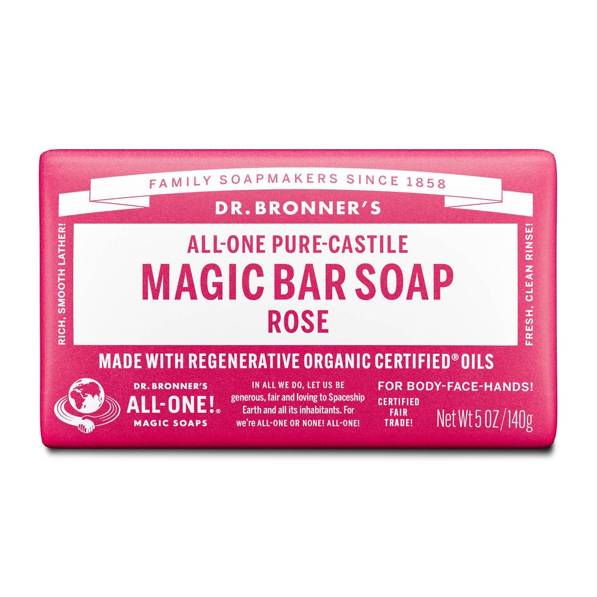 Dr. Bronner's All-One Pure-Castile Magic Bar Soap - Rose - 5oz