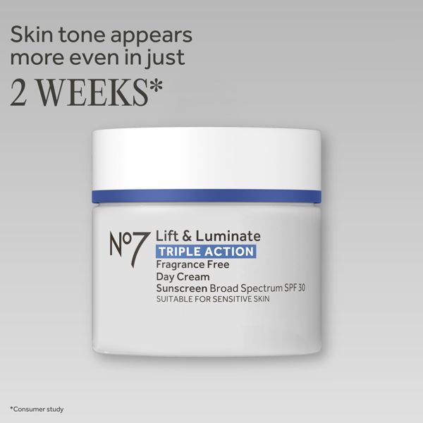 No7 Lift & Luminate Triple Action Fragrance Free Day Cream with SPF 30 - 1.69 fl oz
