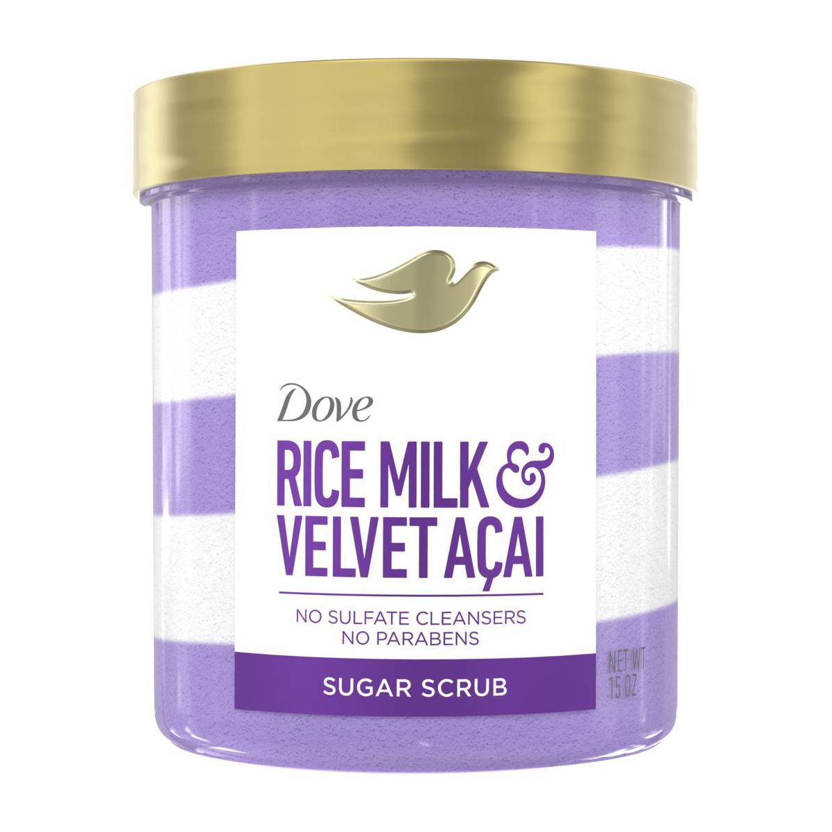 Dove Beauty Body Sugar Scrub - Rice Milk & Velvet Acai - 15oz
