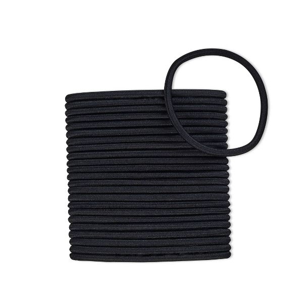 scünci No Damage Elastic Hair Ties - Black - Thick Hair - 5mm - 24pcs