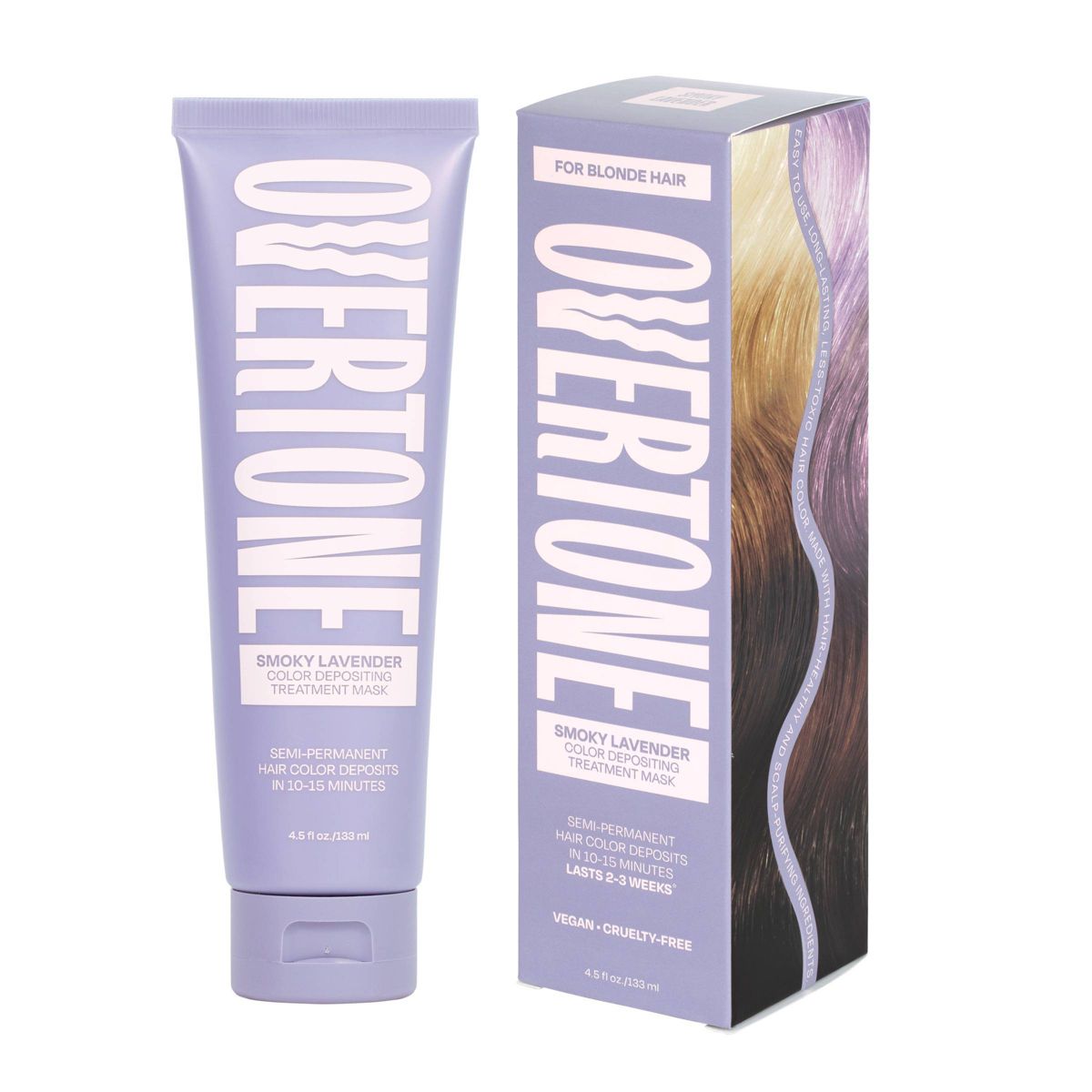 Overtone Smoky Lavender Hair Mask- Semi-Permanent Hair Dye & Color Conditioner- Vegan, Ammonia-Free, Light Purple for Brown & Blonde Hair