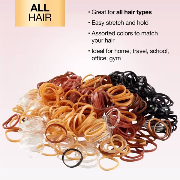 scünci Polybands and Reusable Pouch - Neutrals - All Hair - 450pcs: Hair Styling, TPU Elastics
