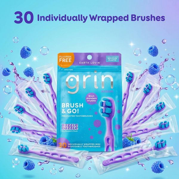 Grin Oral Care Brush & Go - Razzle Dazzle - 30ct